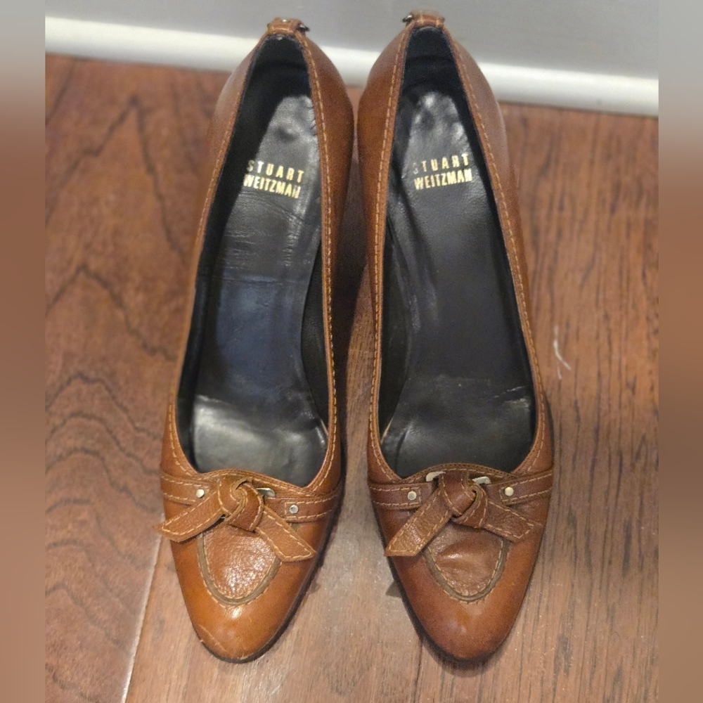 Stuart Weitzman Brown Leather High heel Pumps Shoes Size 9M